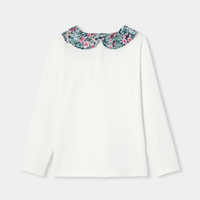 Girl T-shirt with Liberty fabric collar