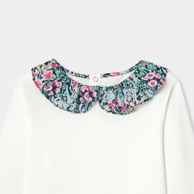 Girl T-shirt with Liberty fabric collar