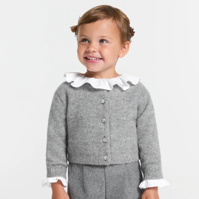 Baby girl cardigan in wool and cashmere