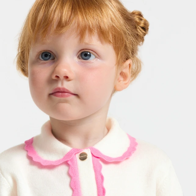 Baby girl cardigan with Peter Pan collar